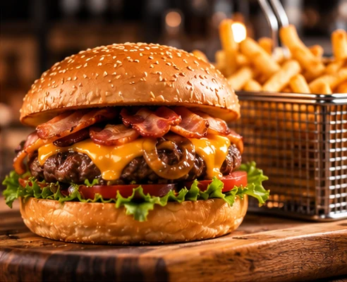 Hamburguesa con papas de la propuesta visual